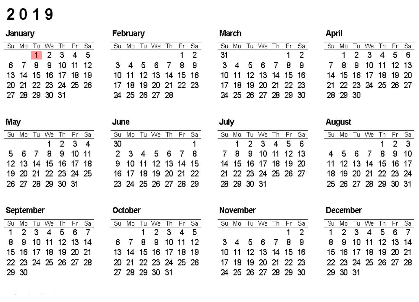 Calendar 2012